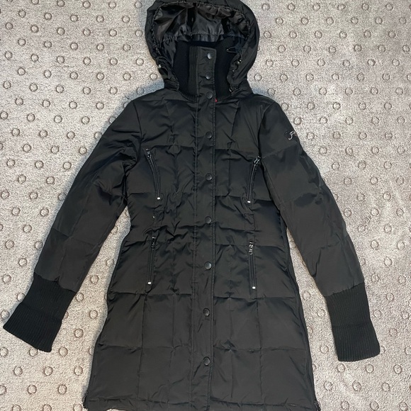 JCX Women’s Winter Down Black Coat With Detachable Hood Size Medium John Caruana - Picture 2 of 16